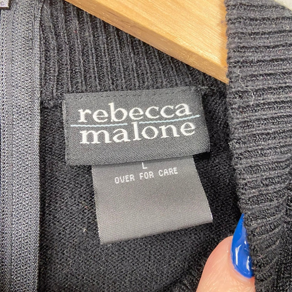 Vintage Rebecca Malone Mock Neck Sweater Size L Back Zip Raglan Sleeve Soft Cozy - Picture 2 of 9